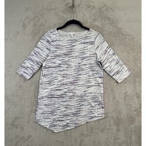 Pure Jill J. Jill White Asymmetric Hem Handkerchief Hem Tunic Top Size XS Artsy